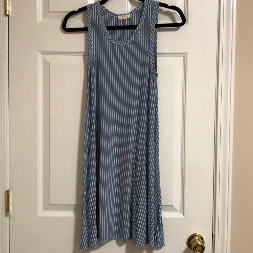 Blue and white stripped dress